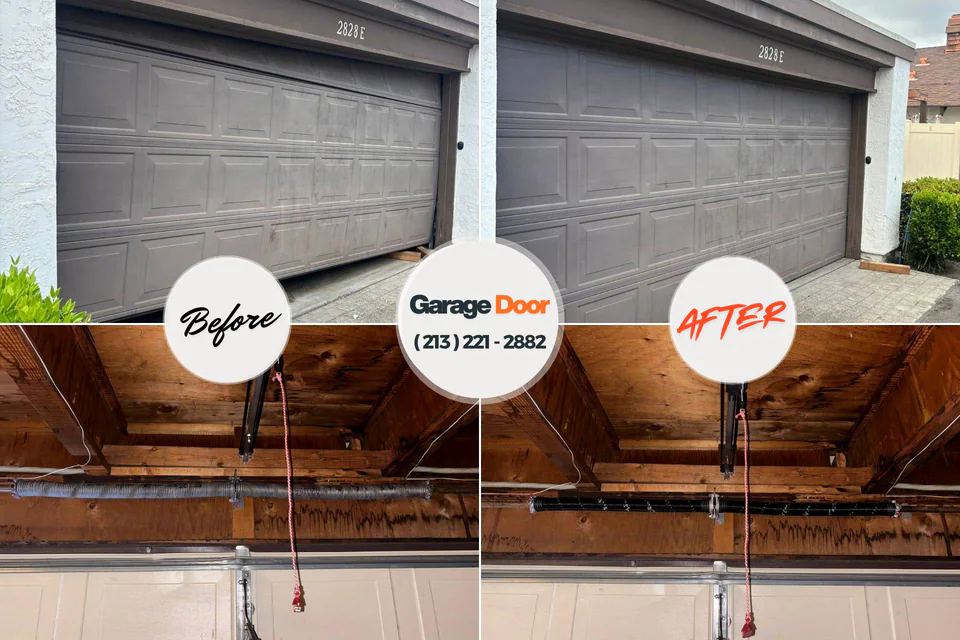 Before and after: garage door repair Rockwall, TX